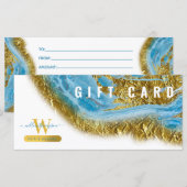 Carte cadeau de maquillage en marbre bleu Aquarell (Devant / Derrière)