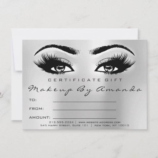 Carte Cadeau de maquillage gris argent Lashes (Devant)