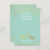 Carte CADEAU DE MARIAGE confettis à pois dorés élégants (Devant / Derrière)