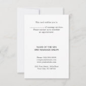 Carte Cadeau de massothérapeute moderne élégant (Dos)