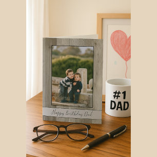 Carte Cadeau de naissance en bois patiné pour papa