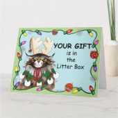 Carte Cadeau de Noël Chat Vert Drôle (Devant)