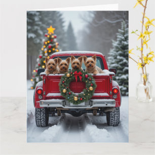 Carte Cadeau de Noël de camion rouge de Yorkshire Terrie