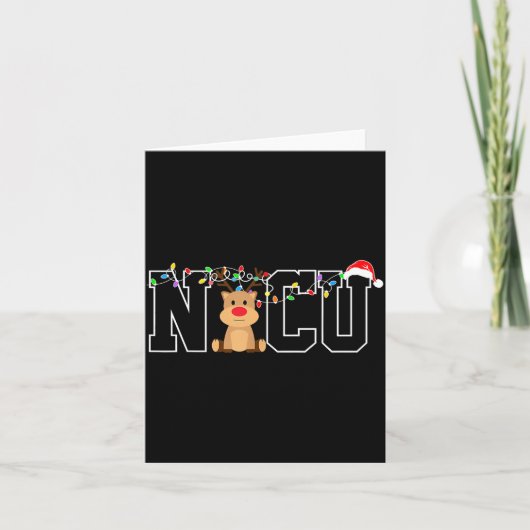 Carte Cadeau de Noël de Noël infirmière Nicu renne festi (Devant)