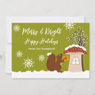 Carte cadeau de Noël d'hiver écureuil duveteux
