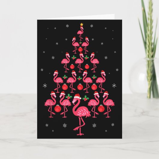 Carte Cadeau de Noël drôle d'arbre de flamant Nk Oiseau (Devant)