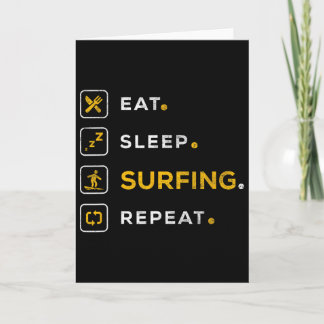 Carte Cadeau de Noël drôle de surf Manger Dormir Surf