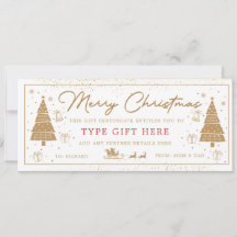 Carte cadeau de Noël en forme d'arbre doré