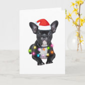 Carte cadeau de noël frenchies pour amateurs de bouledog (Fleur jaune)