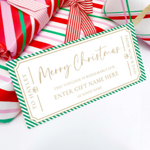 Carte cadeau de Noël Green Stripe