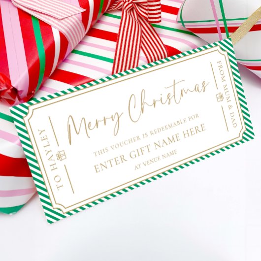 Carte cadeau de Noël Green Stripe