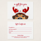 Carte cadeau de Noël jote chien amusant Reindeer H (Devant & derrière)