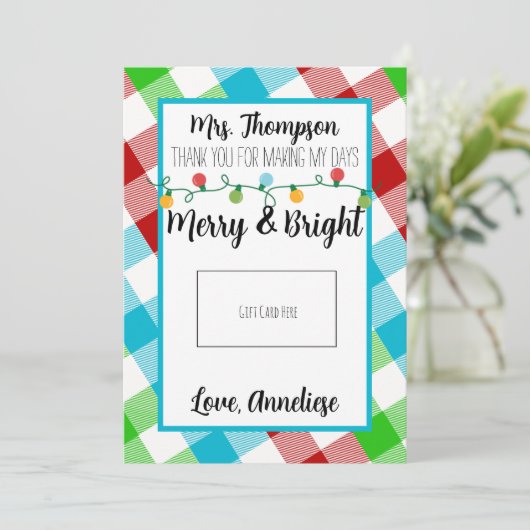 Carte cadeau de Noël Joyeux et brillant enseignant (Debout devant)