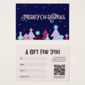 Carte cadeau de Noël moderne bleu rose joyeux (Devant & derrière)