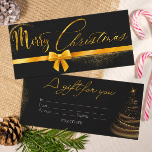 Carte cadeau de Noël moderne or et noir