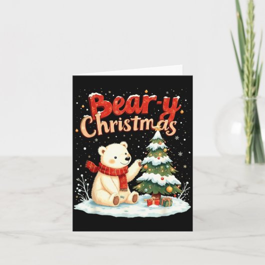 Carte Cadeau de Noël ours mignon pun de vacances Lar Bea (Devant)