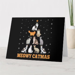 Carte Cadeau de Noël pour amateur de chats Meowy Catmas