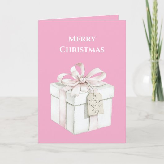 Carte Cadeau de Noël Rose Pâle (Devant)