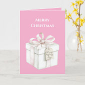 Carte Cadeau de Noël Rose Pâle (Fleur jaune)