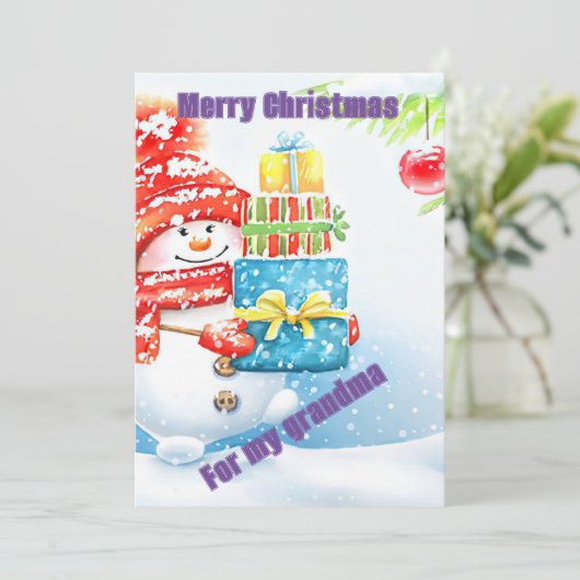 Carte cadeau de Noël Snowman (Debout devant)