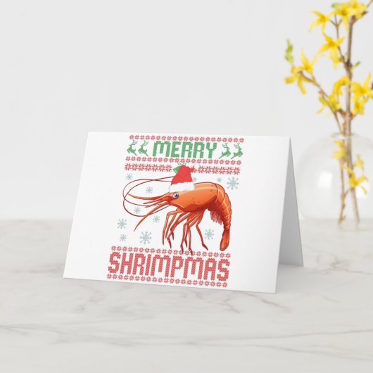 Carte Cadeau de pull de Noël marrant Shrimpmas (Fleur jaune)