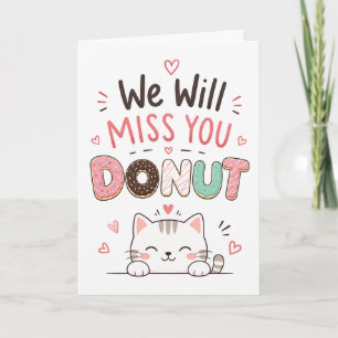Carte Cadeau de retraite drôle de chat Donut Adieu collè