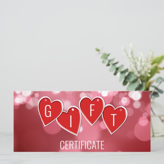 Carte cadeau de Saint Valentin Amour Red Hearts (Debout devant)