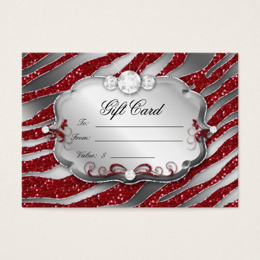 Carte cadeau de salon Bijoux Zebra Xmas Argent rou (Devant)