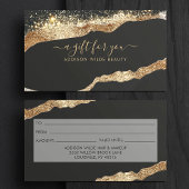 Carte-cadeau de salon de script pailleté noir or s