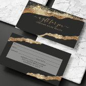 Carte-cadeau de salon de script pailleté noir or s