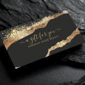 Carte-cadeau de salon de script pailleté noir or s