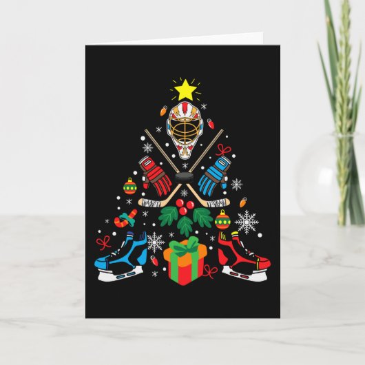 Carte Cadeau de sapin de Noël de hockey, Loisirs des ama (Devant)