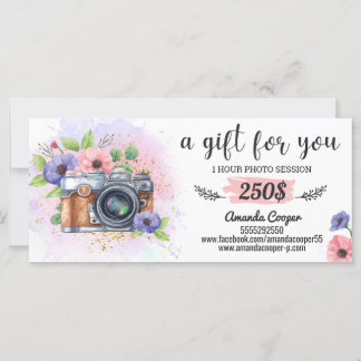 Carte cadeau de session photo Photographie Certifi