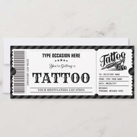 Carte Cadeau de Tatouage Personnel Tatouez-vous (Devant)