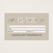 carte cadeau de typographie de script de coiffeur  (Dos)