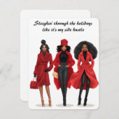 Carte cadeau de vacances Sassy Sleighing Noël (Devant / Derrière)
