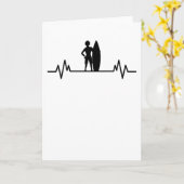 Carte Cadeau de vagues de rythme cardiaque de surfeur (Fleur jaune)