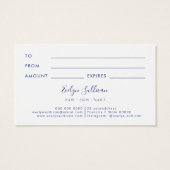 carte cadeau design en marbre bleu (Dos)