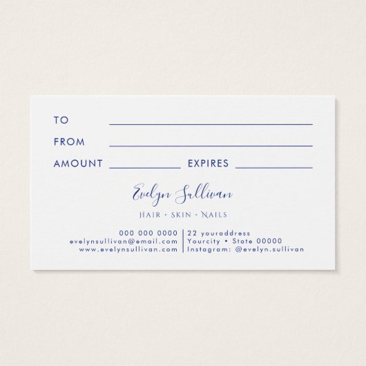 carte cadeau design en marbre bleu (Dos)