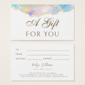 Carte cadeau design opal bleu (Devant & derrière)