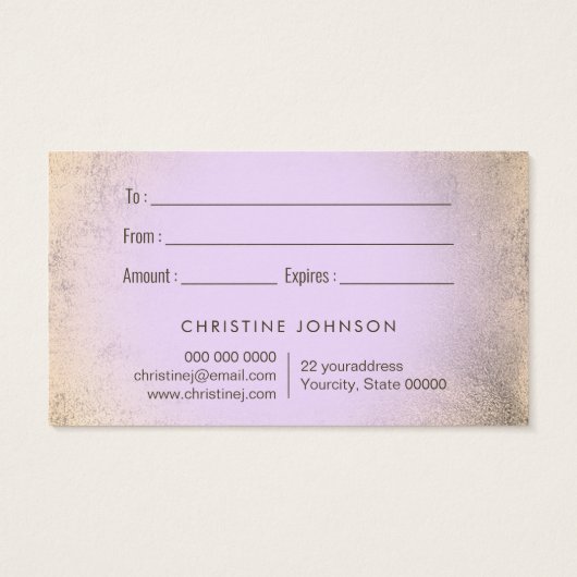 carte cadeau design papillon lavande (Dos)