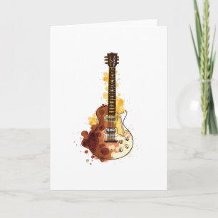 Carte Cadeau d'illustration de guitare aquarelle