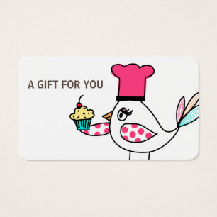 Carte cadeau d'oiseau Cupcake, certificat, D12-052