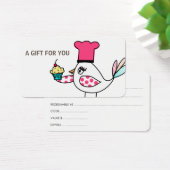 Carte cadeau d'oiseau Cupcake, certificat, D12-052 (Bureau)