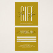 carte cadeau dorée écriture typographique entrepri (Devant & derrière)
