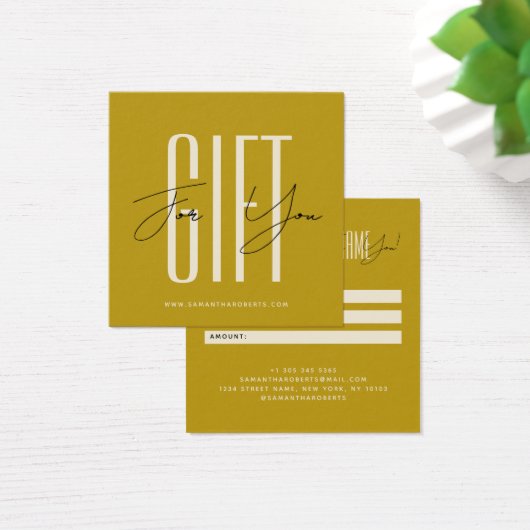 carte cadeau dorée écriture typographique entrepri (Bureau)