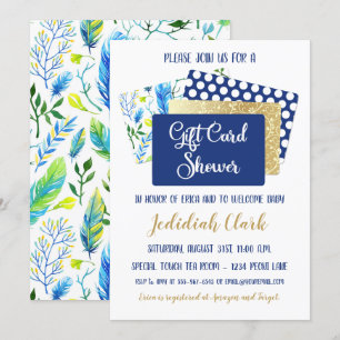Carte cadeau Douche Bleu et Plumes d'or