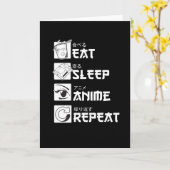 Carte Cadeau drôle Anime Manger Dormir Répéter (Fleur jaune)