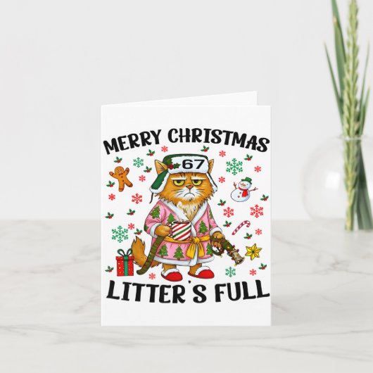 Carte Cadeau drôle de chaton Noël Litière pleine 67 Noël (Devant)