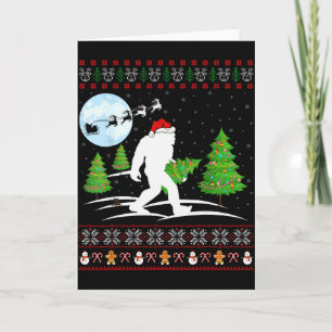 Carte Cadeau drôle de Noël Bigfoot Chapeau de Père Noël